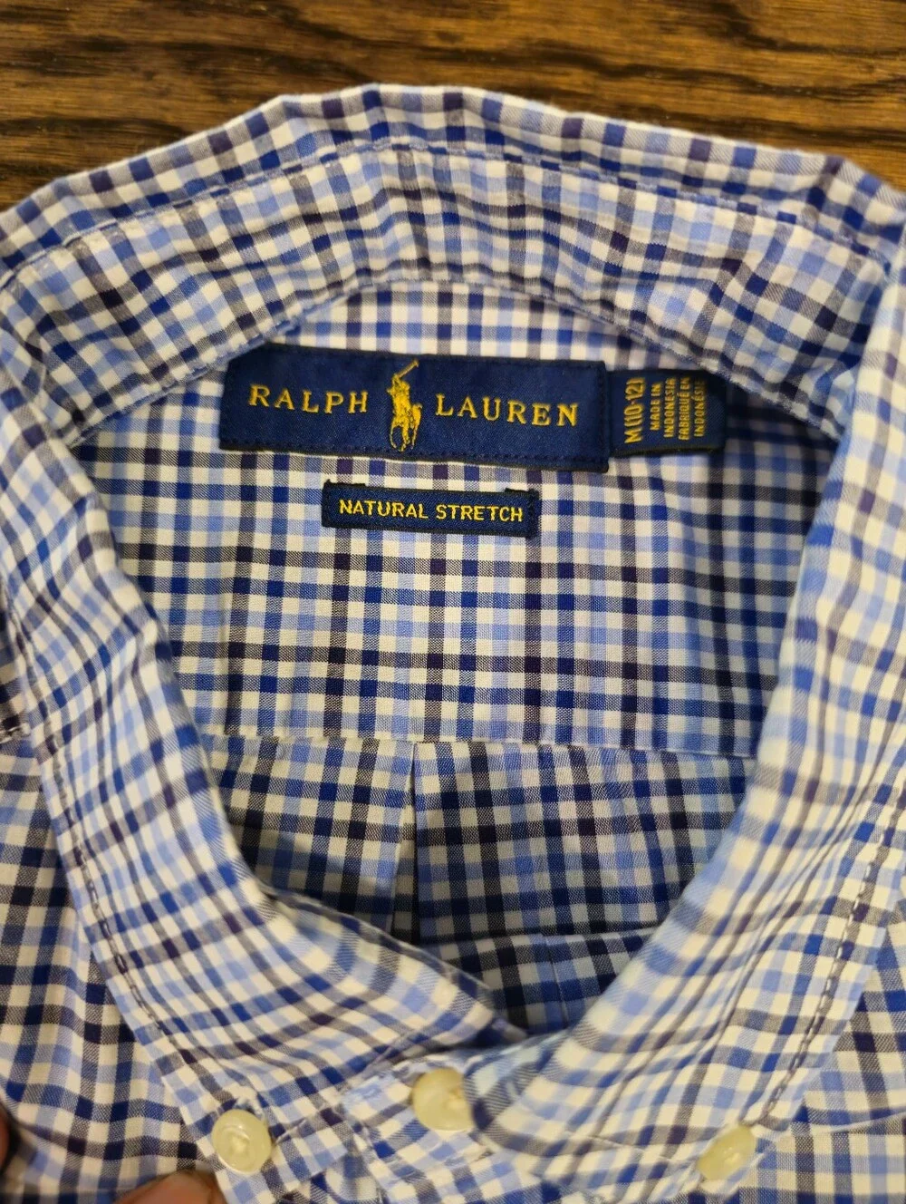 Polo Ralph Lauren Button Down Long Sleeve, Natural Stretch, Size M 10-12